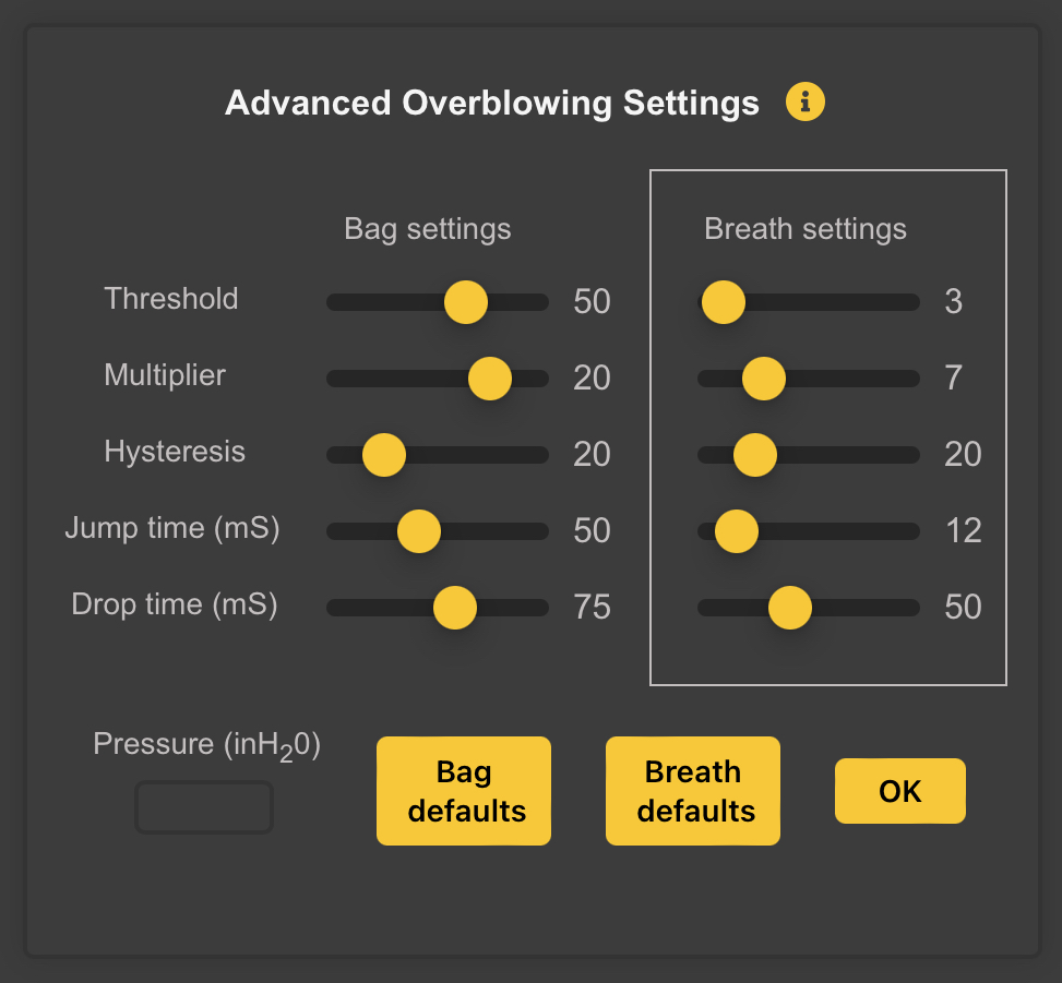 Advanced Overblowing Settings Panel