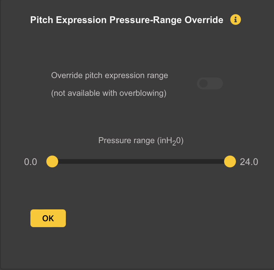 Pitch Expression Pressure-Range Override Panel